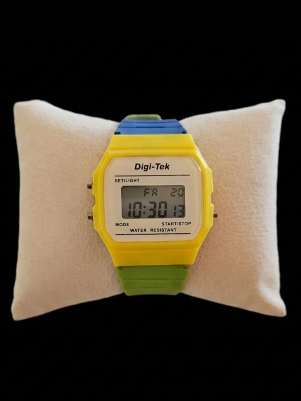 Vintage Digi-Tek Color Block Digital Watch VGUC Yellow Blue Green 90s Style